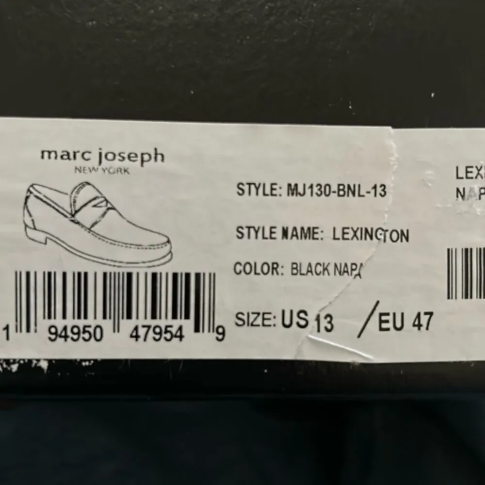 Marc Joseph NY Men's Size 13 Lexington Slip On Loafers Black Napa Leather